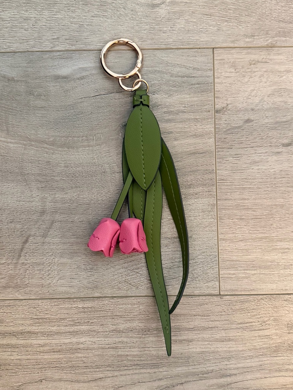 Leather Floral Bag Charm
